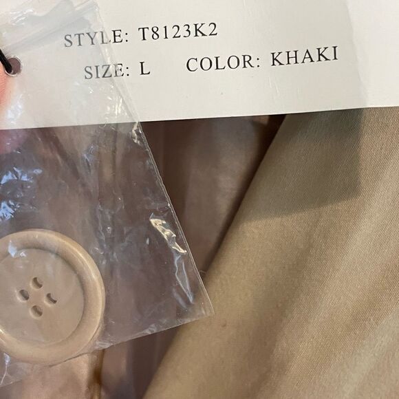 Sandro | Women's Khaki Jacket Belted Sz. L - Picture 3 of 4